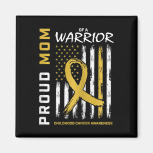 Gold Proud Mum of a Warrior Childhood Cancer Aware Magnet