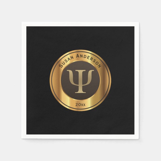 Gold Psi Symbol - Psychologist Graduation Napkins (Front)