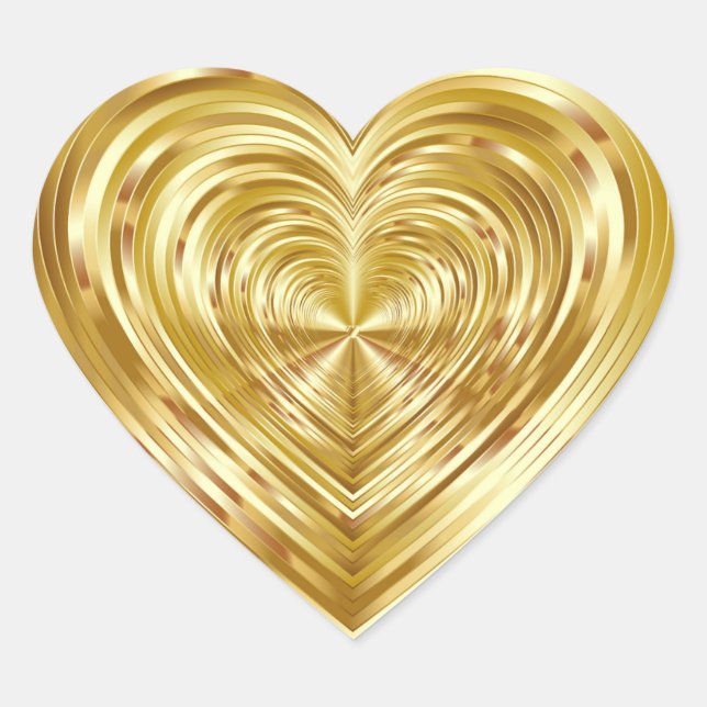 Gold Psychedelic Blank Template Heart Sticker (Front)