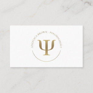 Gold Psychologist Psi Symbol Business Card