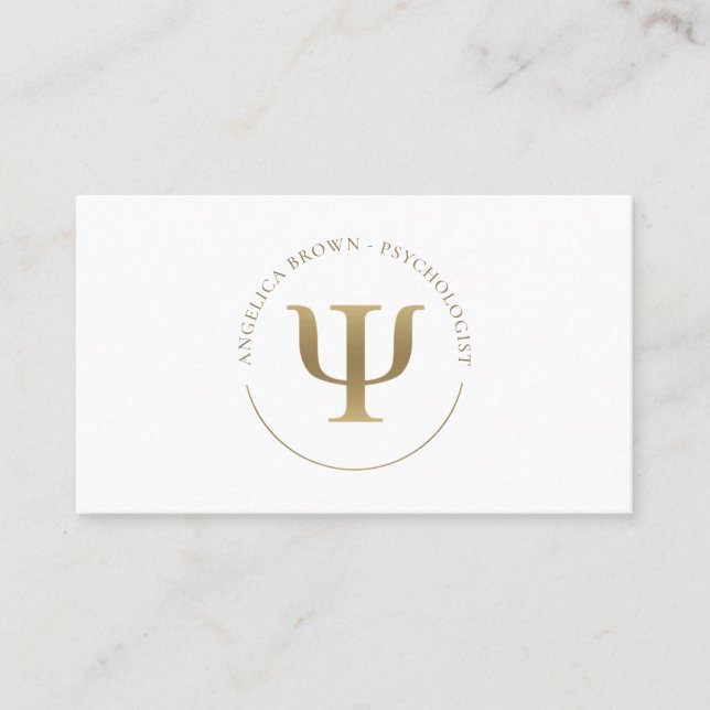 Gold Psychologist Psi Symbol Business Card (Front)