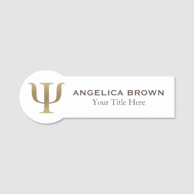 Gold Psychologist Psi Symbol Name Tag (Front)