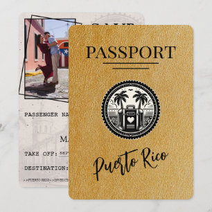 Gold Puerto Rico Passport Save The Date