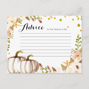Gold pumpkin Advice Card Baby Shower