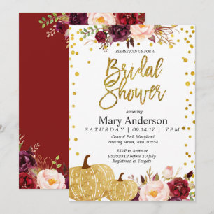 Gold pumpkin bridal shower invitation