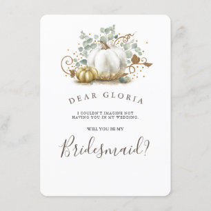 Gold Pumpkin Fall Wedding Bridesmaid Proposal Invitation