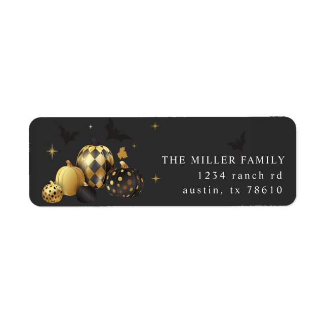 Gold Pumpkin Halloween Return Address Label (Front)