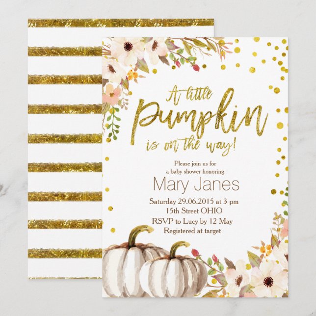 Gold pumpkin invitation (Front/Back)
