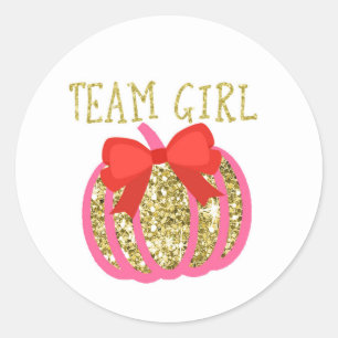 Gold pumpkin TEAM GIRL Gender Reveal Game Labels