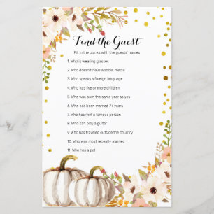 Gold pumpkin Watercolor Find the Guest game