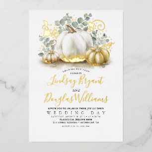 Gold Pumpkins and Eucalyptus Greenery Fall Wedding