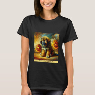 Gold Puppy with Flowers T-Shirt