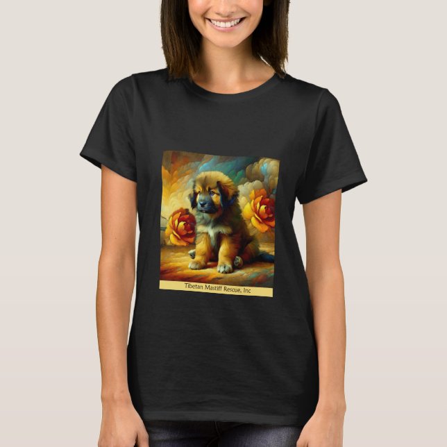 Gold Puppy with Flowers T-Shirt (Front)