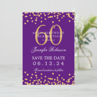 Gold Purple 60th Birthday Save the Date Details