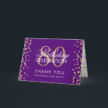 Gold Purple 80th Birthday Thank you Glitter Card<br><div class="desc">Elegant 80th Birthday Party Gold Faux Glitter Confetti Purple template. Easy to use and easy to personalise. Order Today!</div>