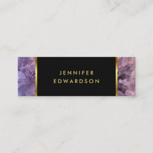Gold purple amethyst gemstone professional mini business card