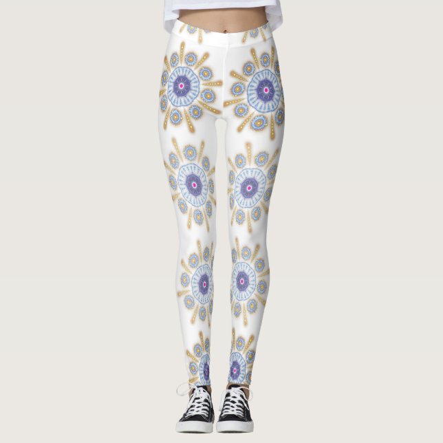 Gold, purple, and blue Captivating  Leggings (Front)