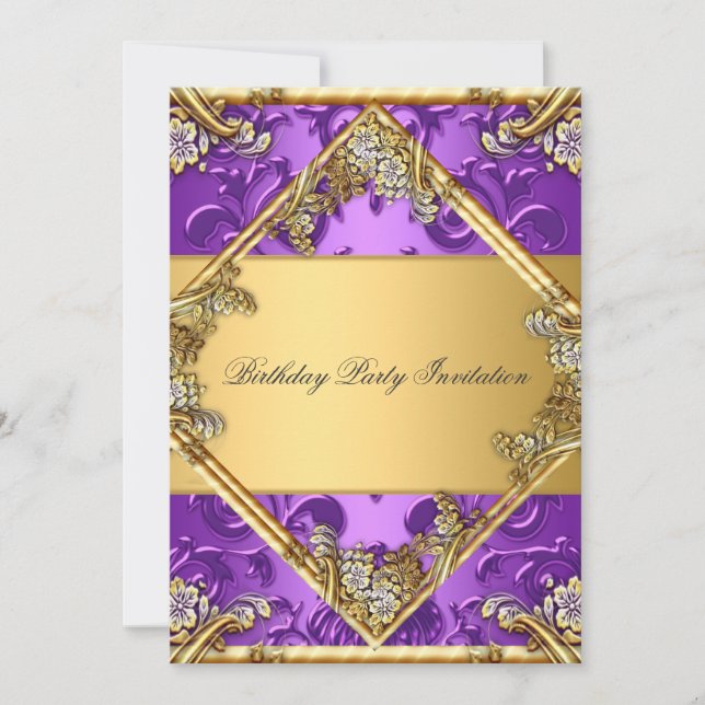 Gold Purple Any Party Invitation Gold Purple (Front)