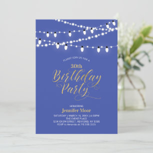 Gold Purple Blue Modern 40th Adult Birthday Party Invitation