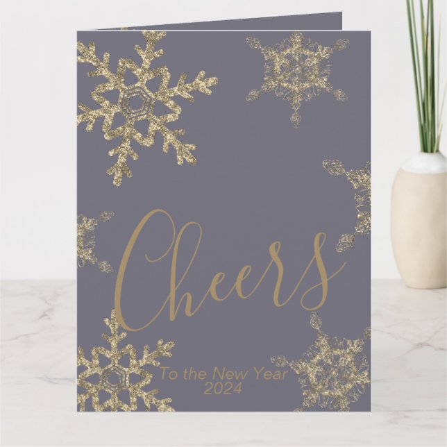 Gold Purple Cheers to the New Year Corporate Card (Front)