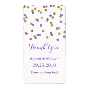 Gold Purple Confetti Wedding Labels