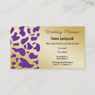 Gold & Purple Cow Print  Business Card