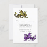 Gold Purple Dragon Wedding Response Card