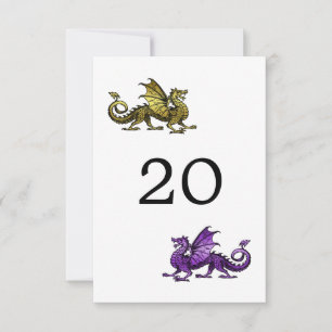 Gold Purple Dragon Wedding Table Card