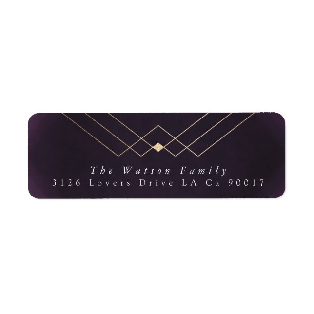 Gold Purple Elegance Diamond Geo Deco Wedding (Front)