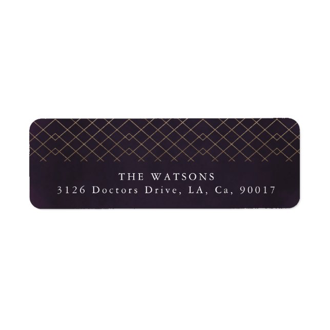 Gold Purple Elegance Diamond Geo Deco Wedding (Front)