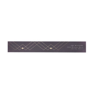 Gold Purple Elegance Diamond Geo Deco Wedding Wrap Around Label