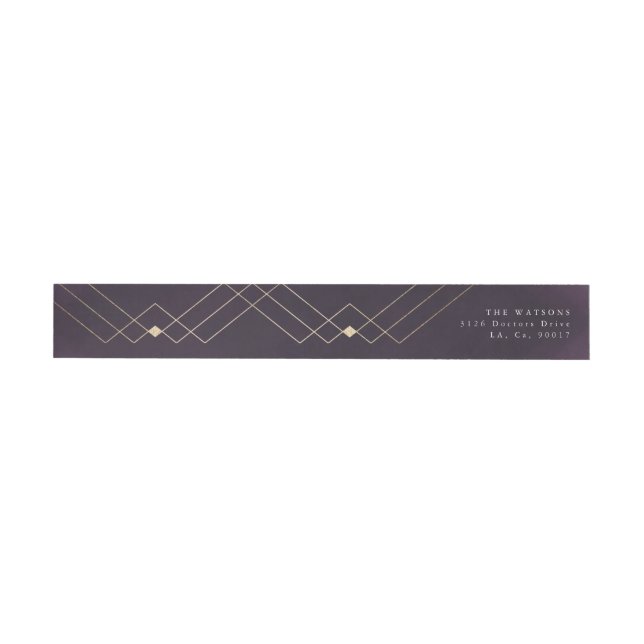 Gold Purple Elegance Diamond Geo Deco Wedding Wrap Around Label (Individual)