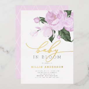 Gold Purple Floral Girl Baby in Bloom Shower