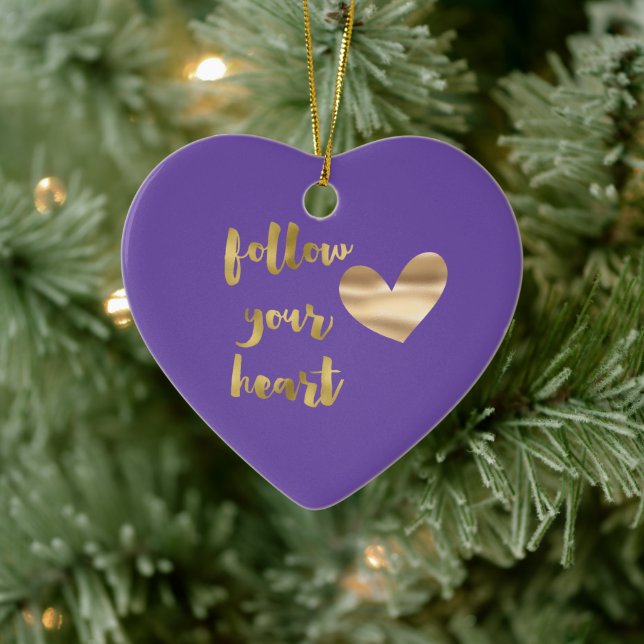 Gold Purple Follow Your Heart Ceramic Tree Decoration (Tree)