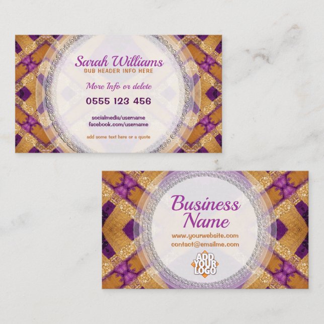 Gold Purple Fuchsia Healing Energy Business Card (Front/Back)