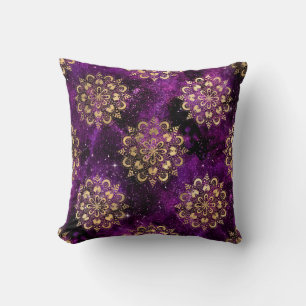 Gold & Purple Galaxy Dharma Mandala Pattern Cushion