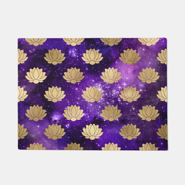 Gold & Purple Galaxy Dharma Mandala Pattern Doormat (Front)
