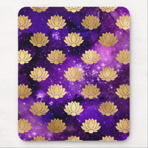 Gold & Purple Galaxy Dharma Mandala Pattern Mouse Mat
