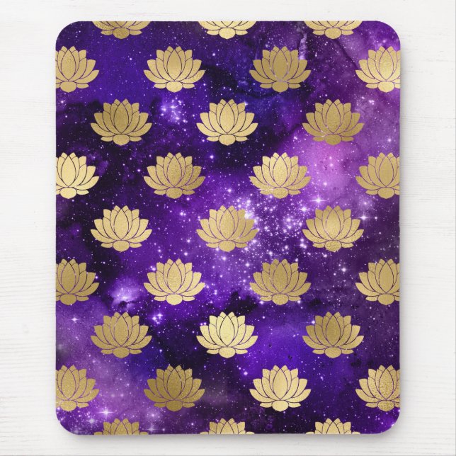Gold & Purple Galaxy Dharma Mandala Pattern Mouse Mat (Front)