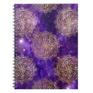 Gold & Purple Galaxy Dharma Mandala Pattern Notebook