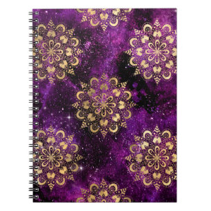 Gold & Purple Galaxy Dharma Mandala Pattern Notebook