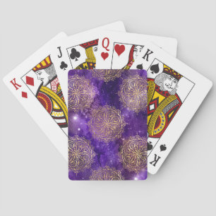 Gold & Purple Galaxy Dharma Mandala Pattern Playing Cards