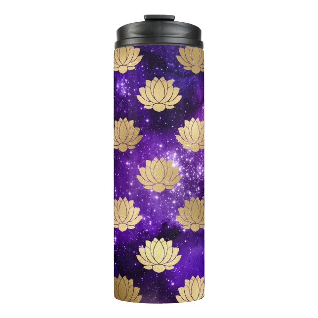 Gold & Purple Galaxy Dharma Mandala Pattern Thermal Tumbler (Front)