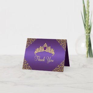 Gold & Purple Gem Tiara Thank You Card