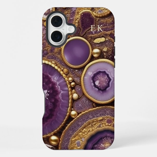 Gold Purple Gemstone iPhone Case (Back)