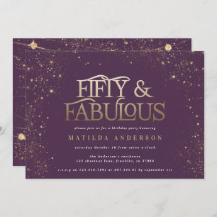 Gold purple glitter 50 and fabulous birthday party