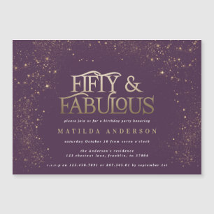 Gold purple glitter 50 and fabulous birthday party