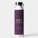 Gold purple glitter 50 and fabulous birthday party water bottle<br><div class="desc">Gold purple glitter effect 50 and fabulous birthday  Modern script text monochrome design. Part of a collection.</div>