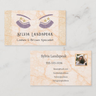 Gold & Purple Glitter Eyelashes & Photo Business Card