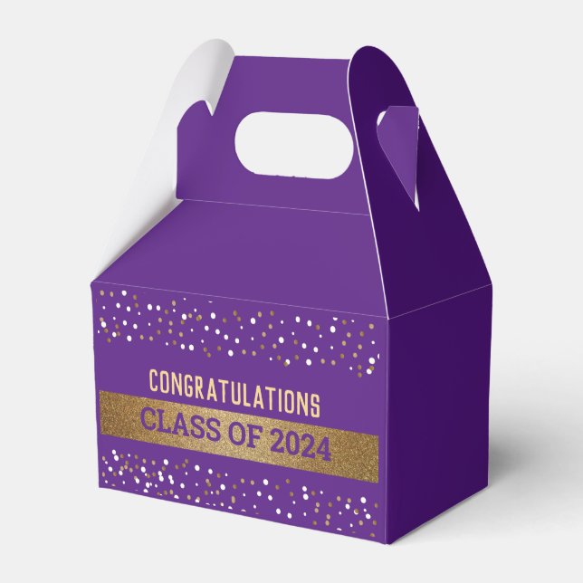 Gold Purple Graduate Personalised Class of 2024 Favour Box (Front Side)